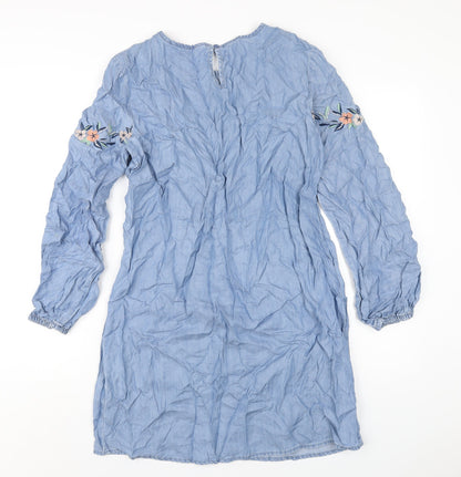 Dorothy Perkins Womens Blue Lyocell A-Line Size 14 Round Neck Pullover