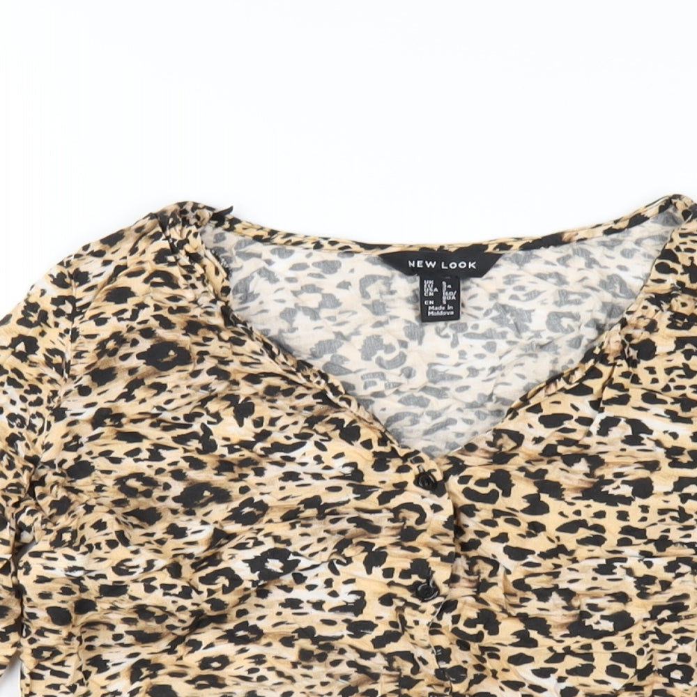 Womens UK Size 6 New Look Brown Basic T-Shirt
