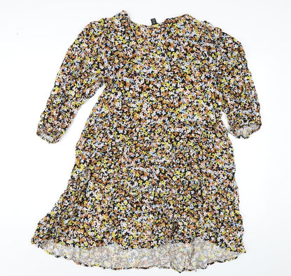 M&Co Womens Multicoloured Floral Viscose A-Line Size 14 V-Neck Pullover