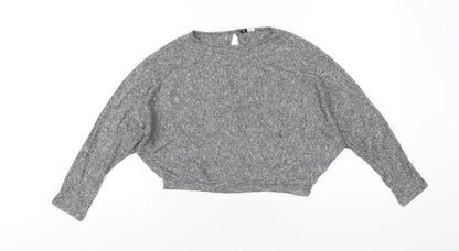 BDG Womens Grey Viscose Cropped T-Shirt Size M Round Neck