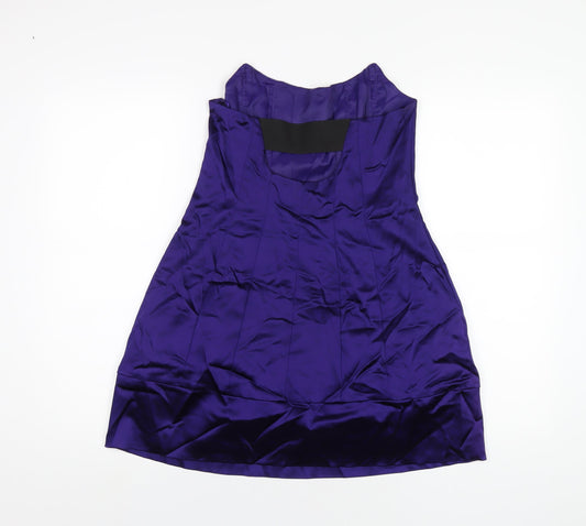 Oasis Womens Purple Acetate A-Line Size 12 Scoop Neck Zip