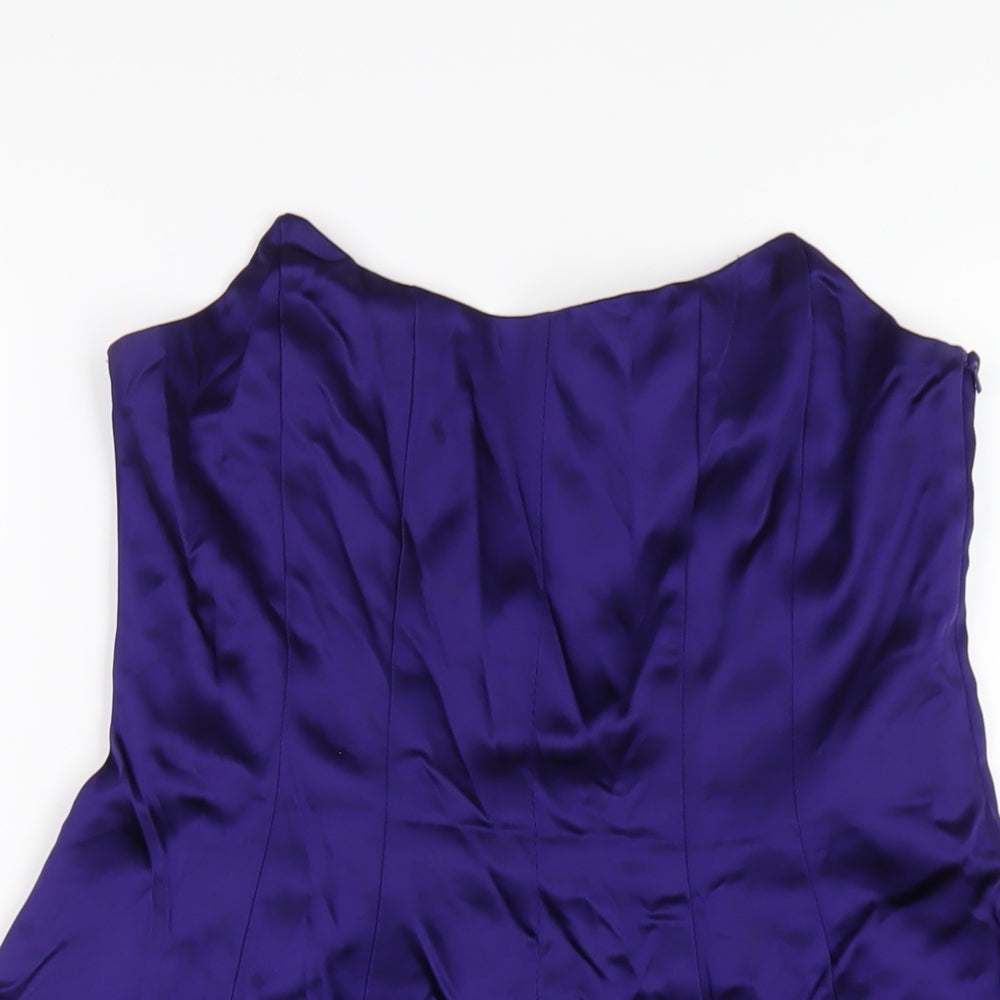 Oasis Womens Purple Acetate A-Line Size 12 Scoop Neck Zip