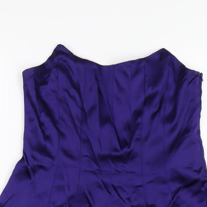 Oasis Womens Purple Acetate A-Line Size 12 Scoop Neck Zip