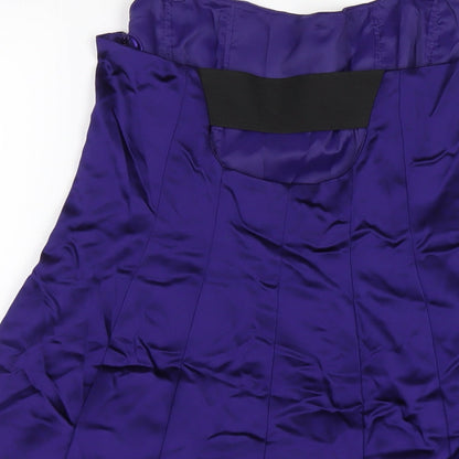 Oasis Womens Purple Acetate A-Line Size 12 Scoop Neck Zip