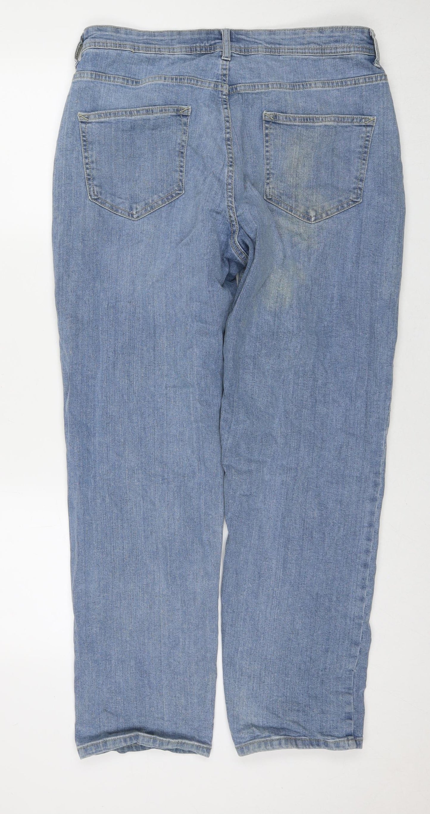 Denim & Co. Womens Blue Cotton Straight Jeans Size 32 in L30 in Regular Zip