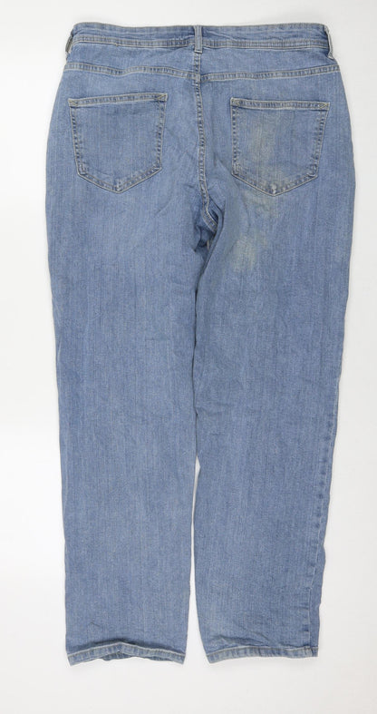 Denim & Co. Womens Blue Cotton Straight Jeans Size 32 in L30 in Regular Zip