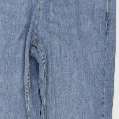 Denim & Co. Womens Blue Cotton Straight Jeans Size 32 in L30 in Regular Zip
