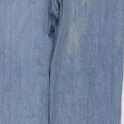 Denim & Co. Womens Blue Cotton Straight Jeans Size 32 in L30 in Regular Zip