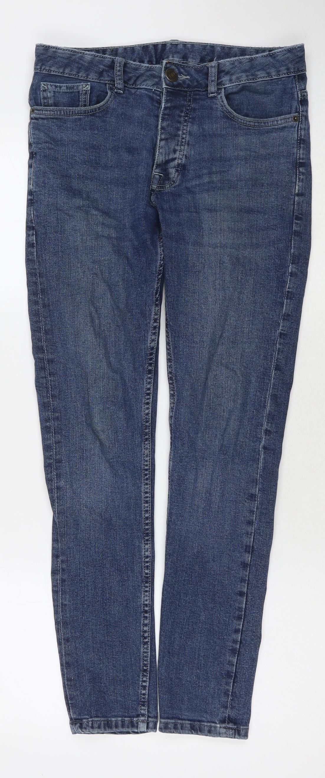 Denim & Co. Mens Blue Polyester Blend Skinny Jeans Size 30 in L29 in Regular Zip