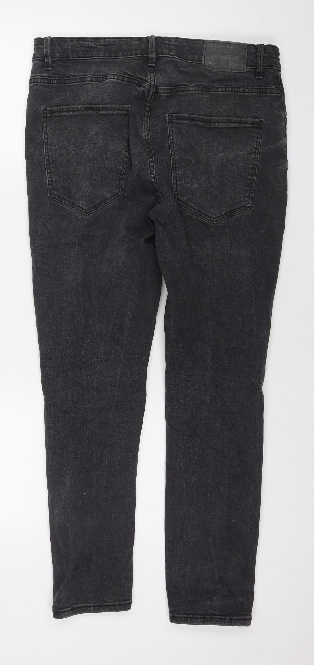 Pull&Bear Womens Black Cotton Skinny Jeans Size 14 L27 in Regular Zip