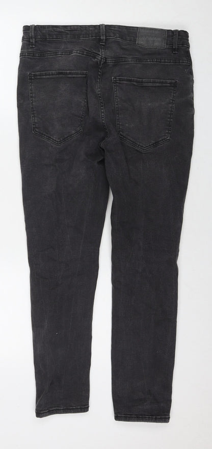 Pull&Bear Womens Black Cotton Skinny Jeans Size 14 L27 in Regular Zip
