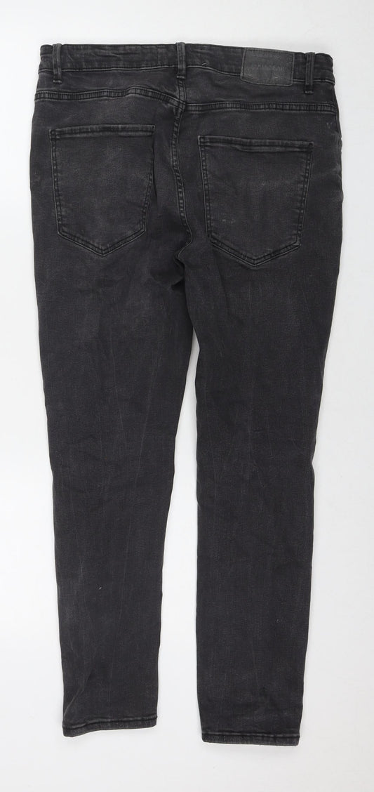 Pull&Bear Womens Black Cotton Skinny Jeans Size 14 L27 in Regular Zip