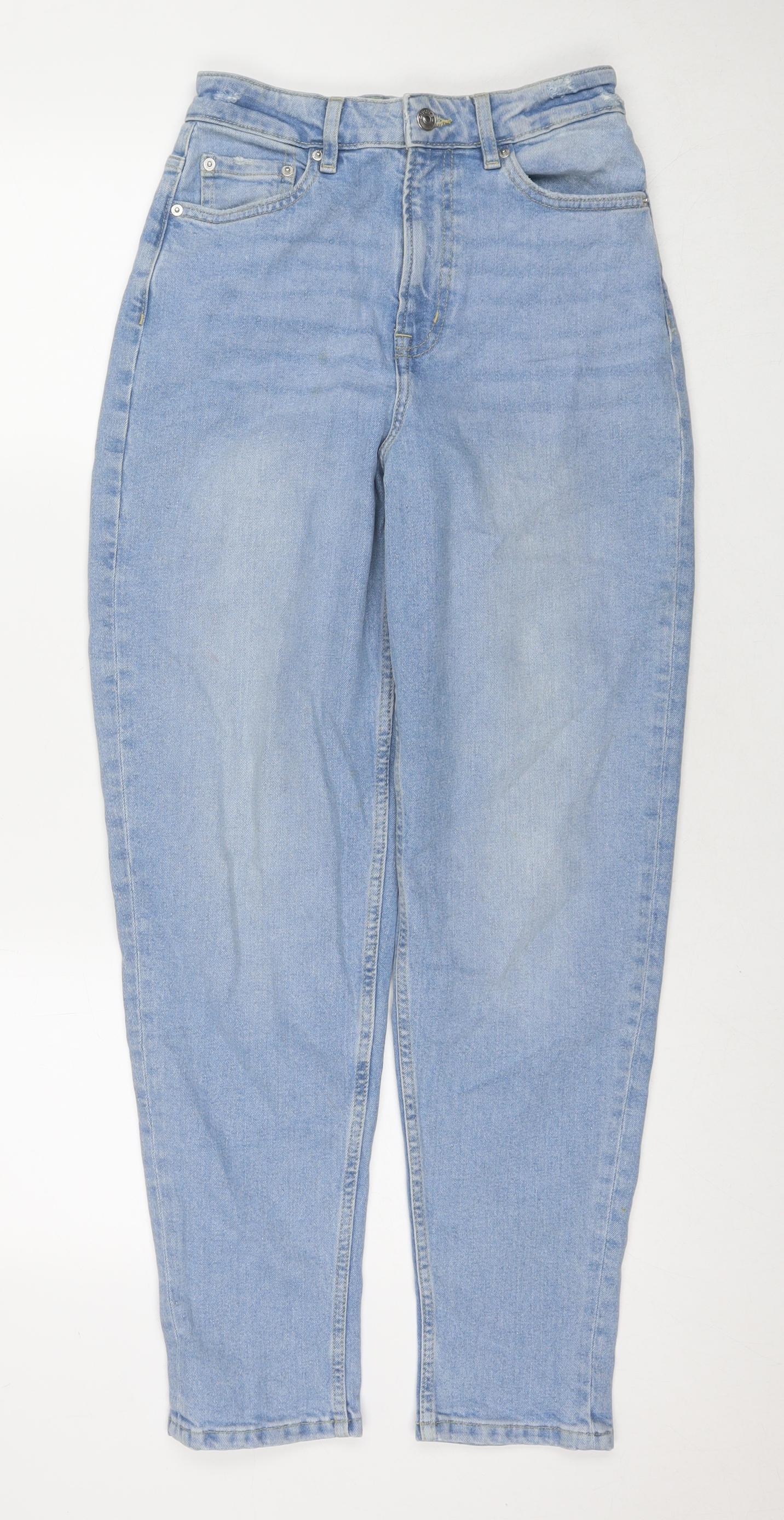 Divided by H&M Womens Blue Cotton Straight Jeans Size 8 L29 in Regular Zip