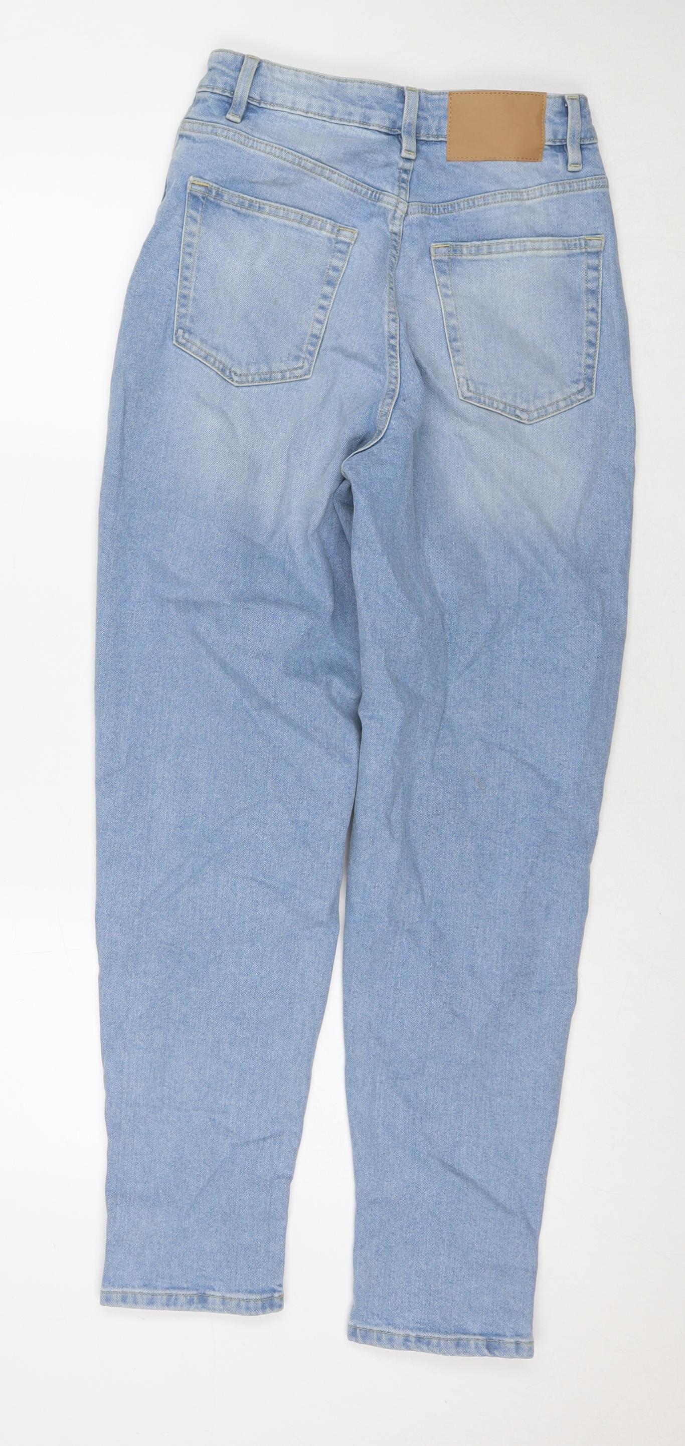 Divided by H&M Womens Blue Cotton Straight Jeans Size 8 L29 in Regular Zip