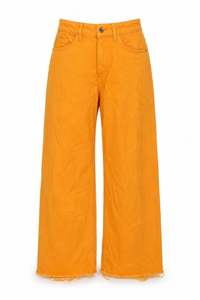 Womens UK Size 28 in Denim & Co. Regular Fit Wide-Leg Orange Jeans
