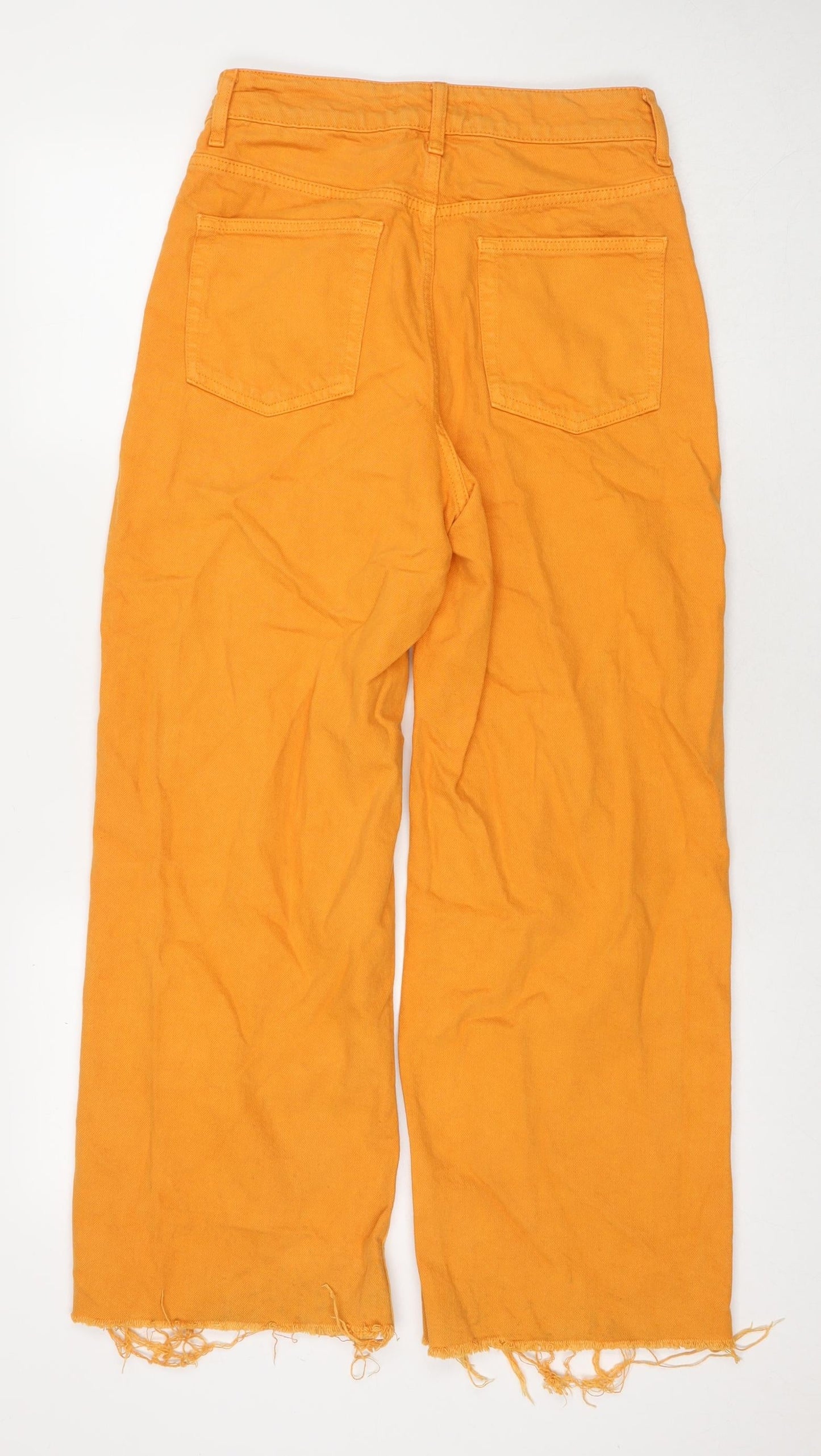 Denim & Co. Womens Orange Cotton Blend Wide-Leg Jeans Size 28 in L27 in Regular Zip