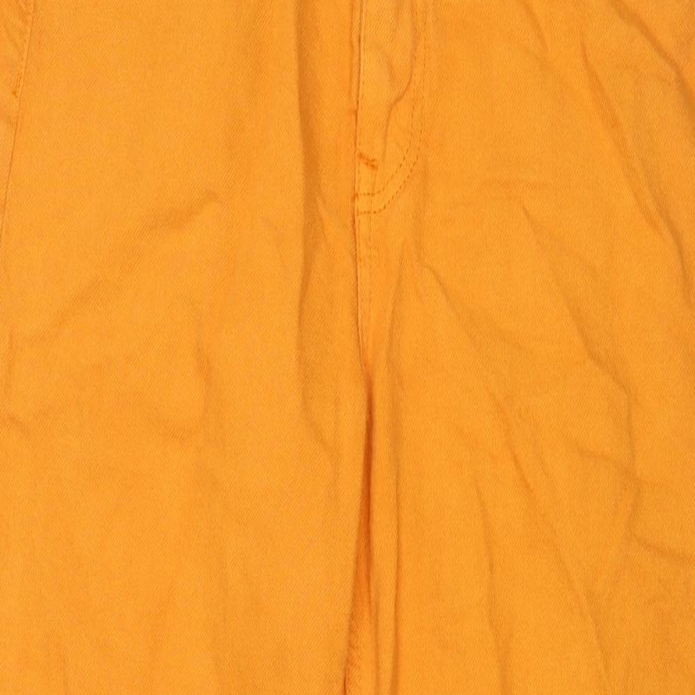 Denim & Co. Womens Orange Cotton Blend Wide-Leg Jeans Size 28 in L27 in Regular Zip