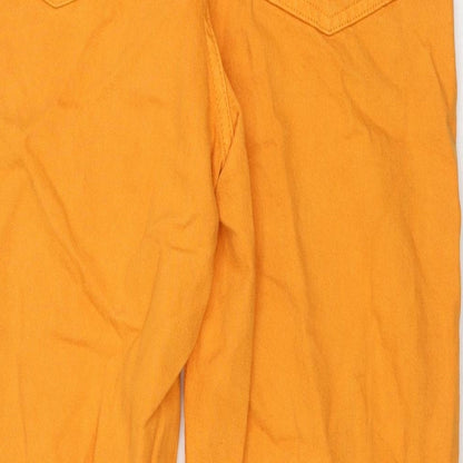 Denim & Co. Womens Orange Cotton Blend Wide-Leg Jeans Size 28 in L27 in Regular Zip