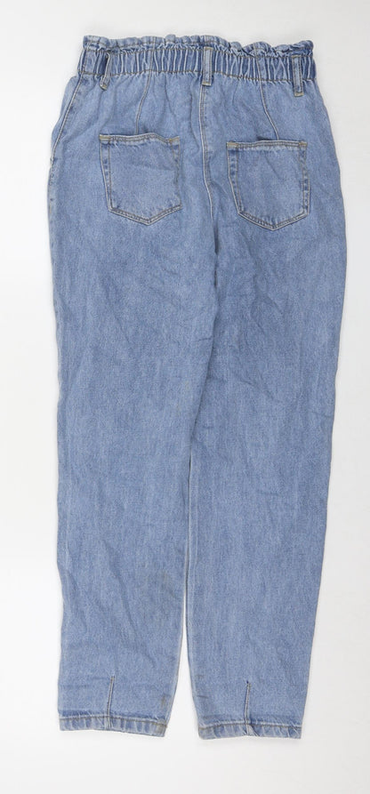 Matalan Girls Blue Cotton Straight Jeans Size 12 Years L25 in Regular Zip