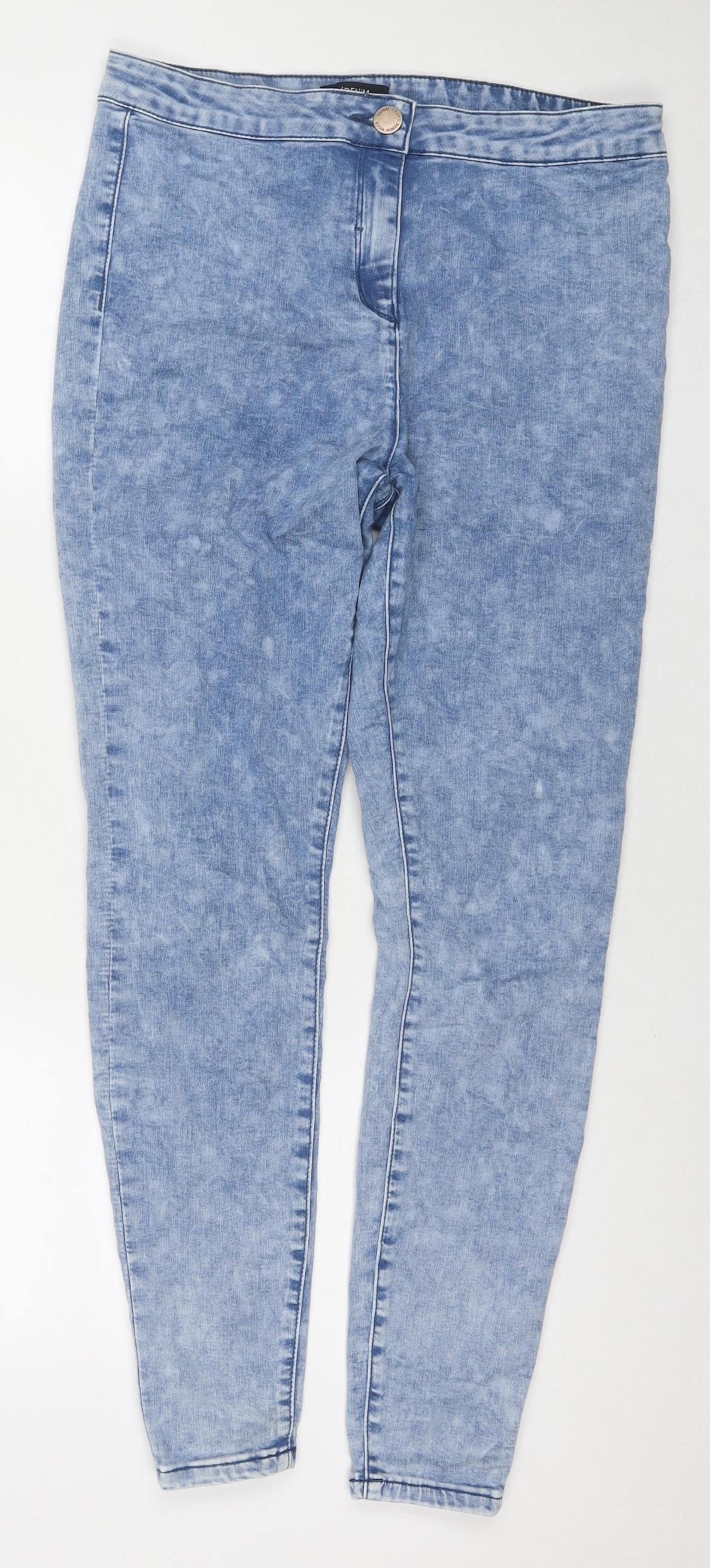 Denim & Co. Womens Blue Cotton Skinny Jeans Size 14 L28 in Regular Zip