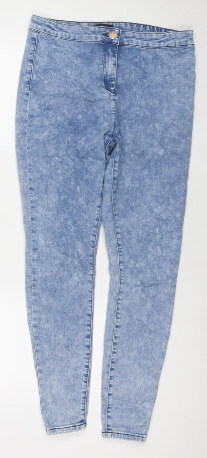 Denim & Co. Womens Blue Cotton Skinny Jeans Size 14 L28 in Regular Zip