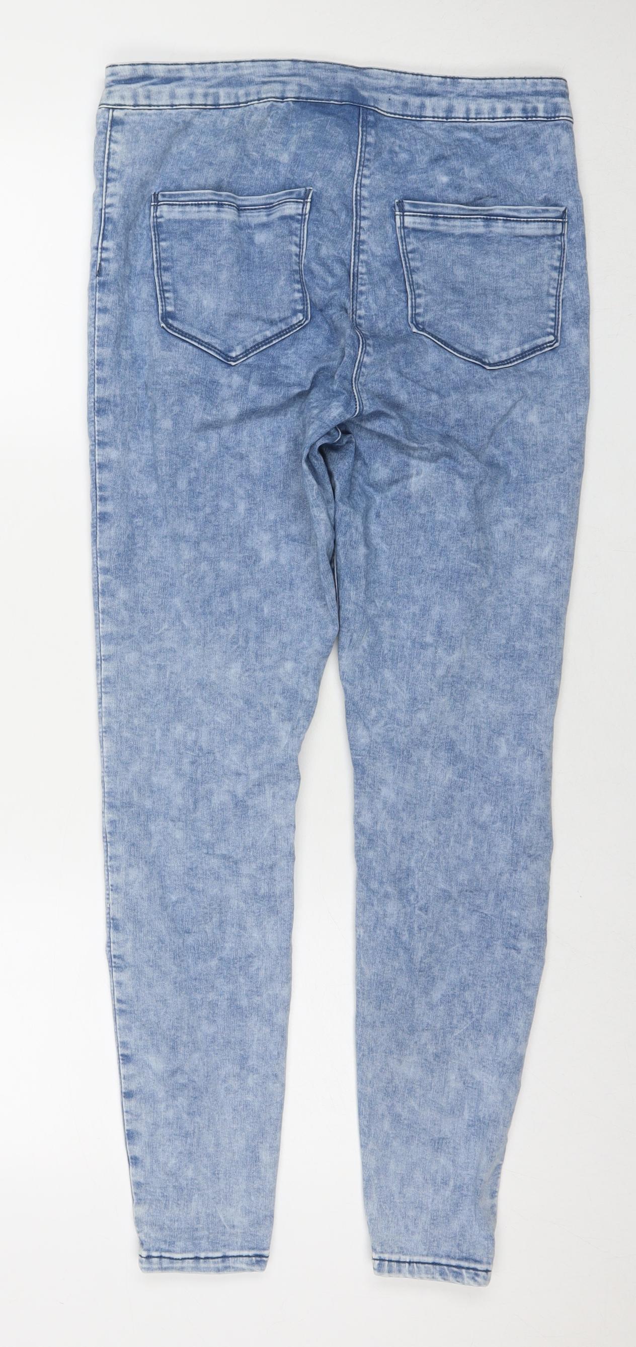 Denim & Co. Womens Blue Cotton Skinny Jeans Size 14 L28 in Regular Zip
