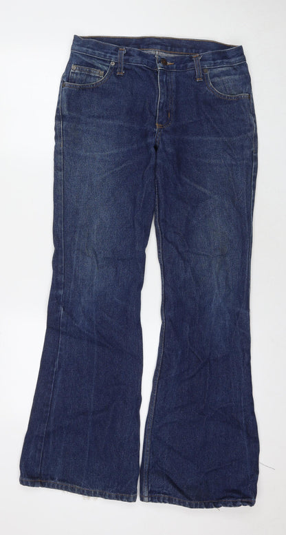 Atom's Womens Blue Cotton Flared Jeans Size 32 in L32 in Regular Zip