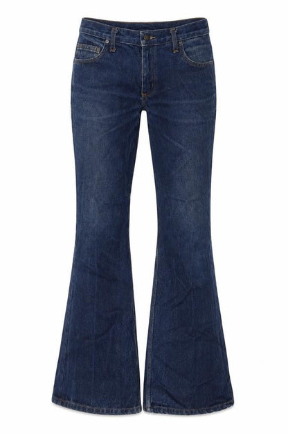 Atom's Womens Blue Cotton Flared Jeans Size 32 in L32 in Regular Zip