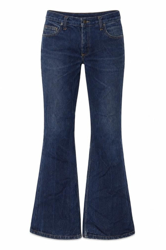 Atom's Womens Blue Cotton Flared Jeans Size 32 in L32 in Regular Zip