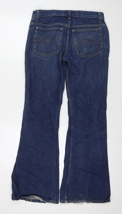 Atom's Womens Blue Cotton Flared Jeans Size 32 in L32 in Regular Zip