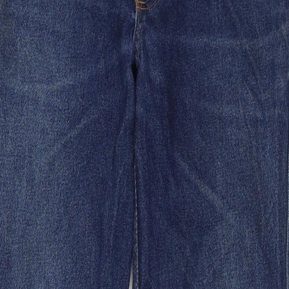 Atom's Womens Blue Cotton Flared Jeans Size 32 in L32 in Regular Zip