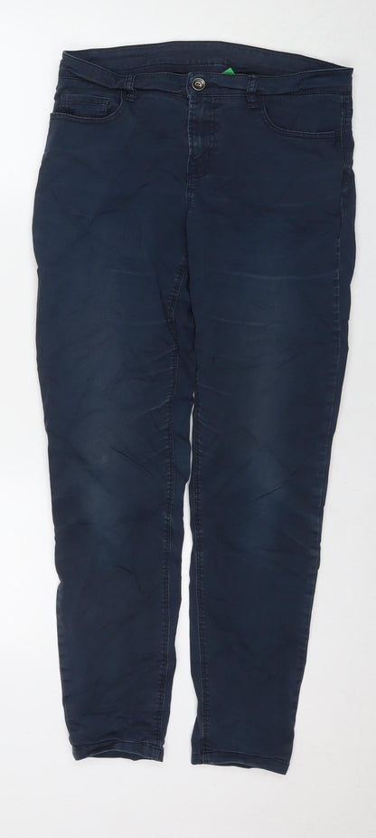 United Colors of Benetton Womens Blue Cotton Skinny Jeans Size 32 in L29 in Regular Zip