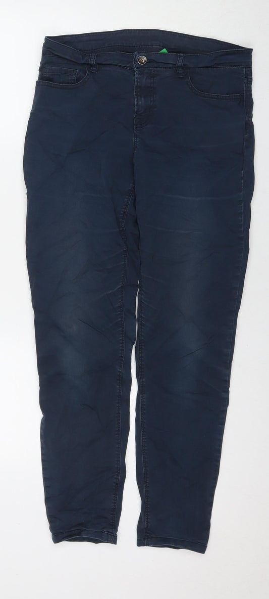 United Colors of Benetton Womens Blue Cotton Skinny Jeans Size 32 in L29 in Regular Zip