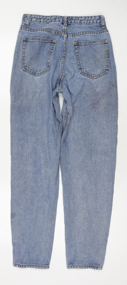 PRETTYLITTLETHING Womens Blue Cotton Mom Jeans Size 6 L28 in Regular Zip