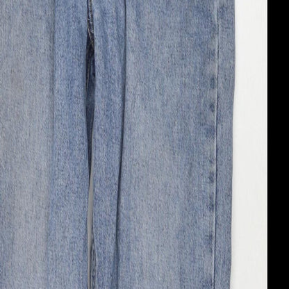 PRETTYLITTLETHING Womens Blue Cotton Mom Jeans Size 6 L28 in Regular Zip