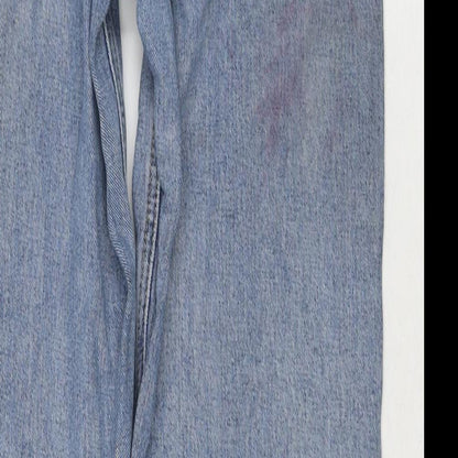 PRETTYLITTLETHING Womens Blue Cotton Mom Jeans Size 6 L28 in Regular Zip