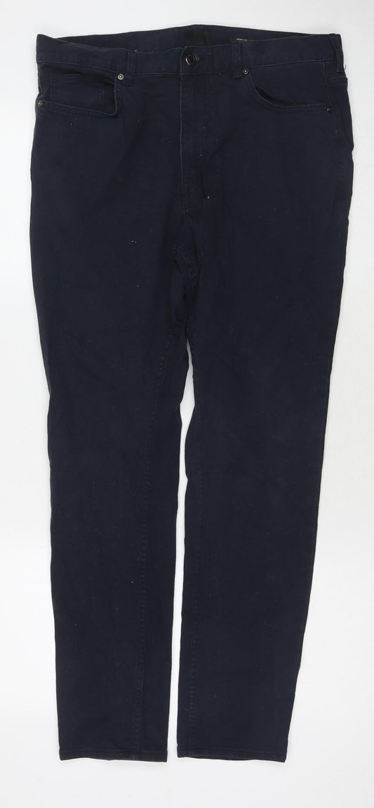 H&M Mens Blue Cotton Skinny Jeans Size 34 in L28 in Regular Zip
