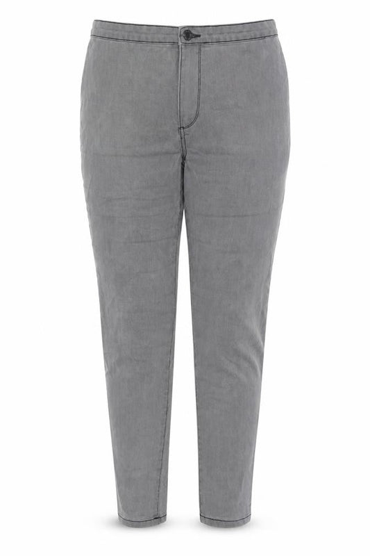 Front view of Denim & Co. women’s grey cotton skinny jeans, size UK 14, 27-inch leg regular zip