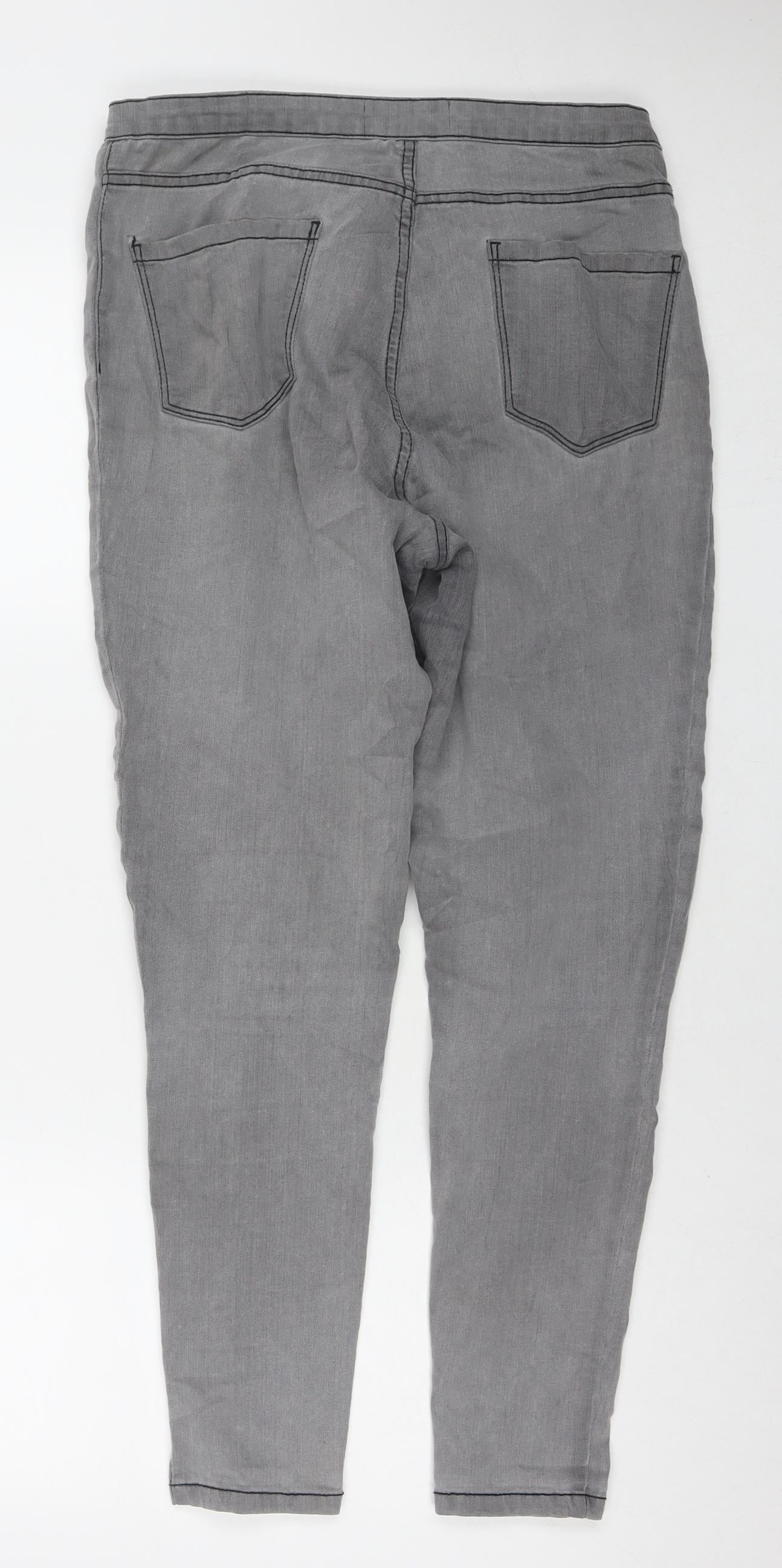 Denim & Co. Womens Grey Cotton Skinny Jeans Size 14 L27 in Regular Zip