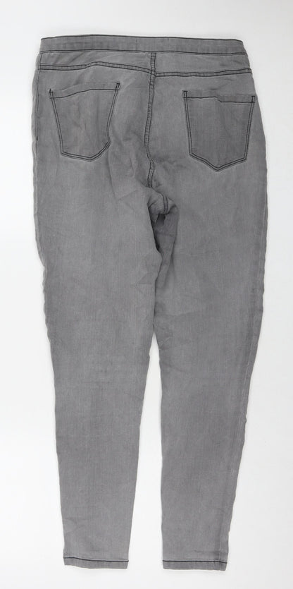 Denim & Co. Womens Grey Cotton Skinny Jeans Size 14 L27 in Regular Zip