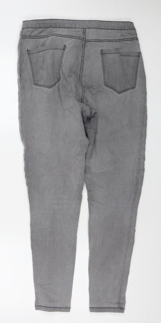 Denim & Co. Womens Grey Cotton Skinny Jeans Size 14 L27 in Regular Zip