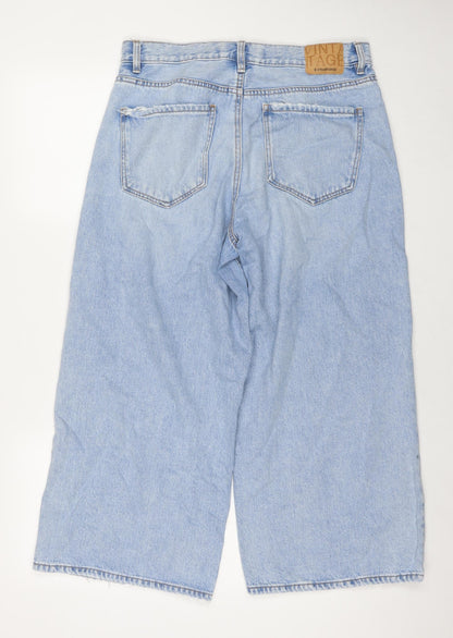 Womens UK Size 14 Stradivarius Regular Fit Wide-Leg Blue Jeans