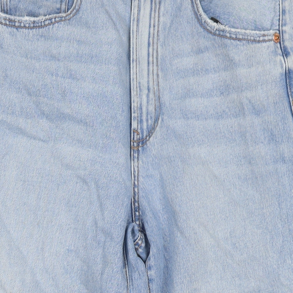 Womens UK Size 14 Stradivarius Regular Fit Wide-Leg Blue Jeans