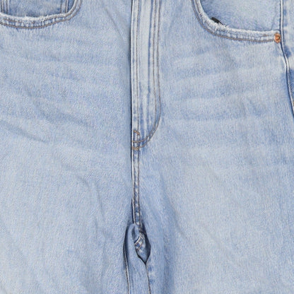 Womens UK Size 14 Stradivarius Regular Fit Wide-Leg Blue Jeans