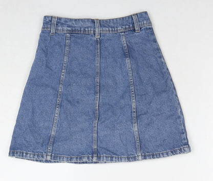 Divided by H&M Womens Blue Cotton A-Line Skirt Size 4 Buckle