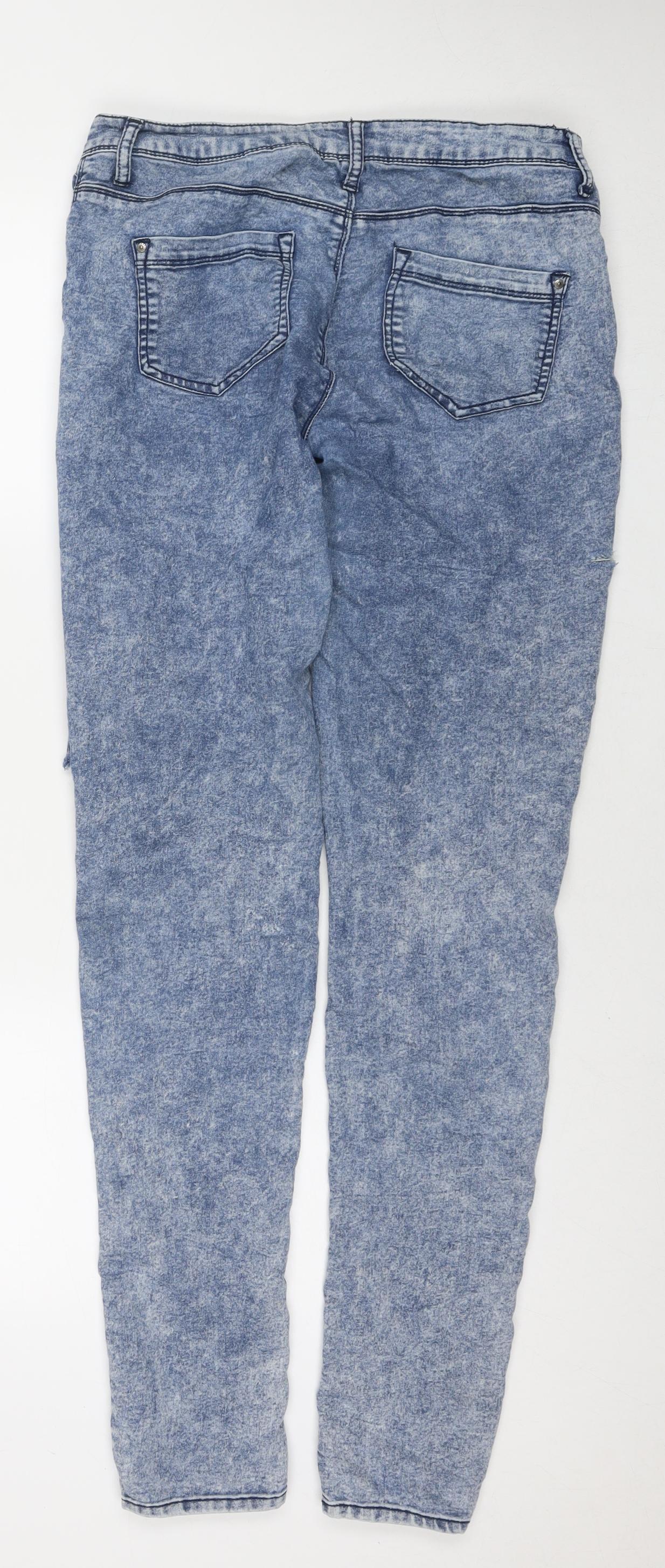 Denim & Co. Womens Blue Cotton Skinny Jeans Size 14 L29 in Regular Zip