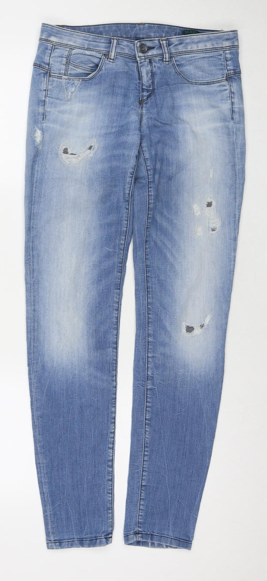 United Colors of Benetton Womens Blue Cotton Skinny Jeans Size 29 in L31 in Regular Zip