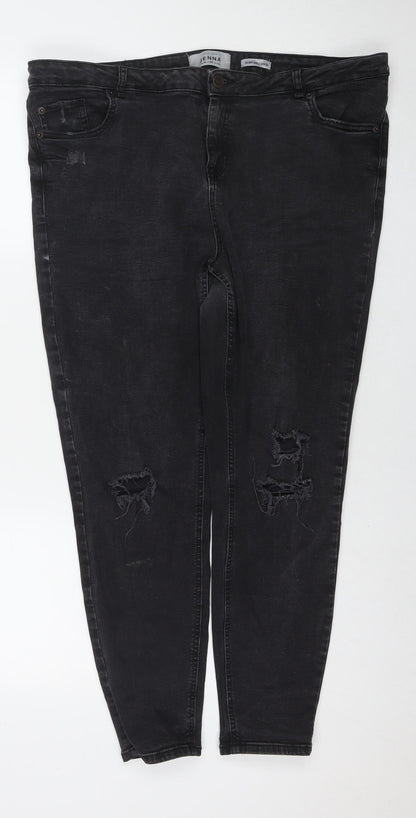 New Look Womens Black Cotton Skinny Jeans Size 18 L26 in Regular Zip