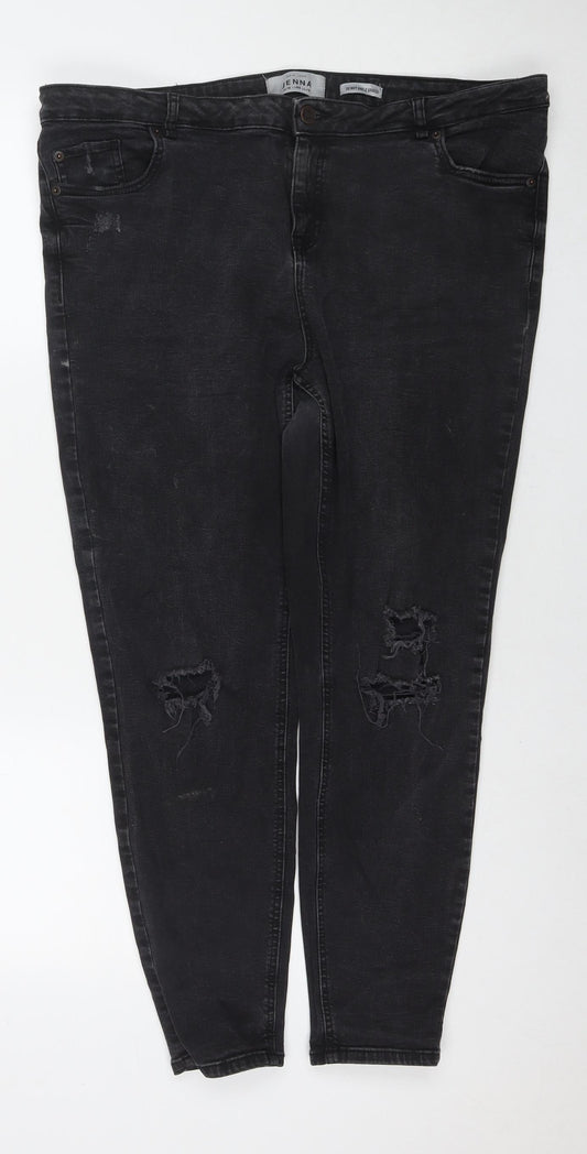 New Look Womens Black Cotton Skinny Jeans Size 18 L26 in Regular Zip