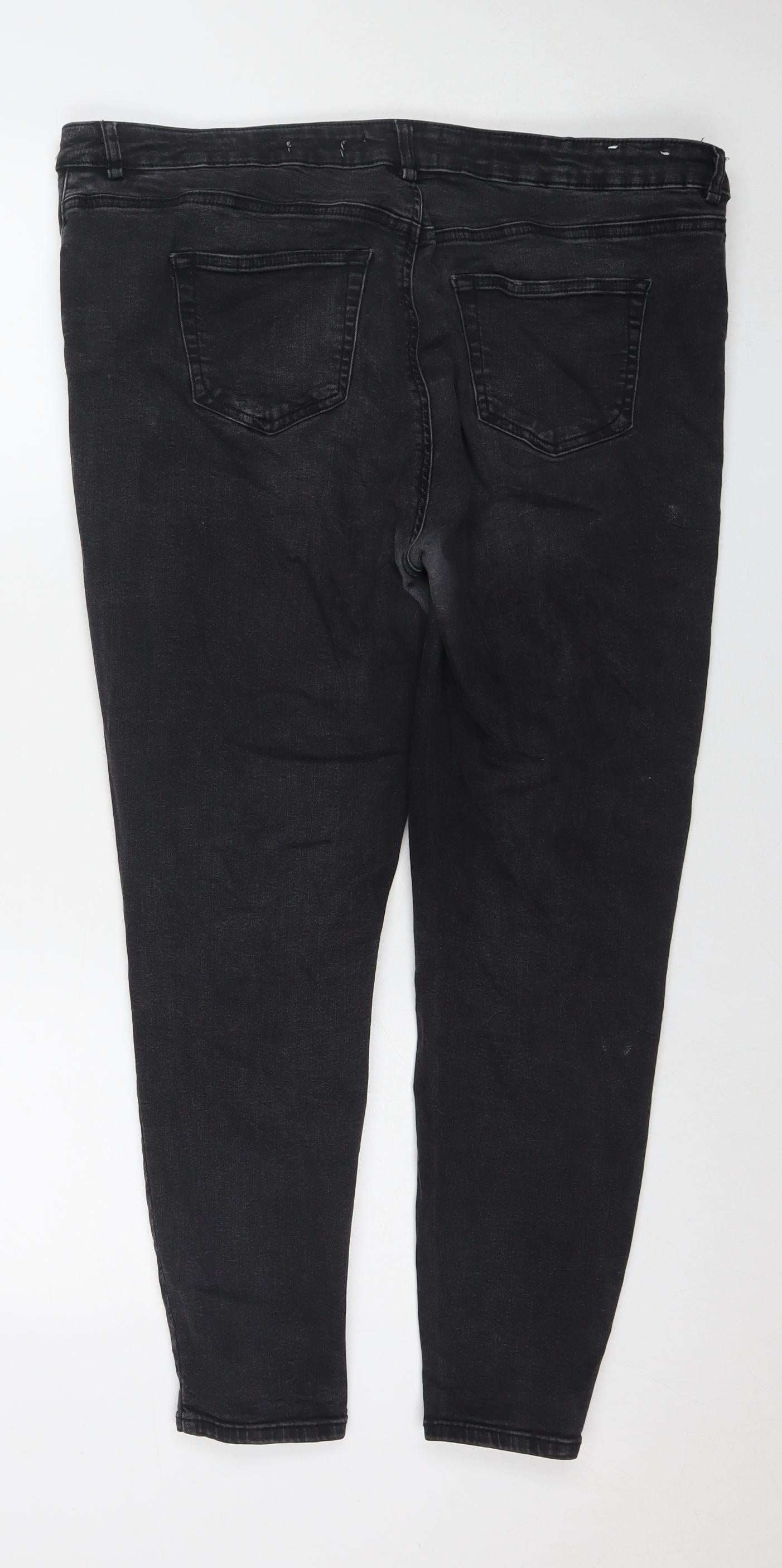 New Look Womens Black Cotton Skinny Jeans Size 18 L26 in Regular Zip